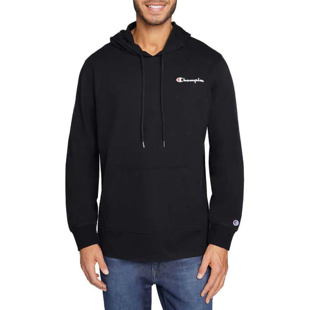 NWT Champion Men's Pullover Logo Midweight Hoodie Black Size 2XL $60 DD001
